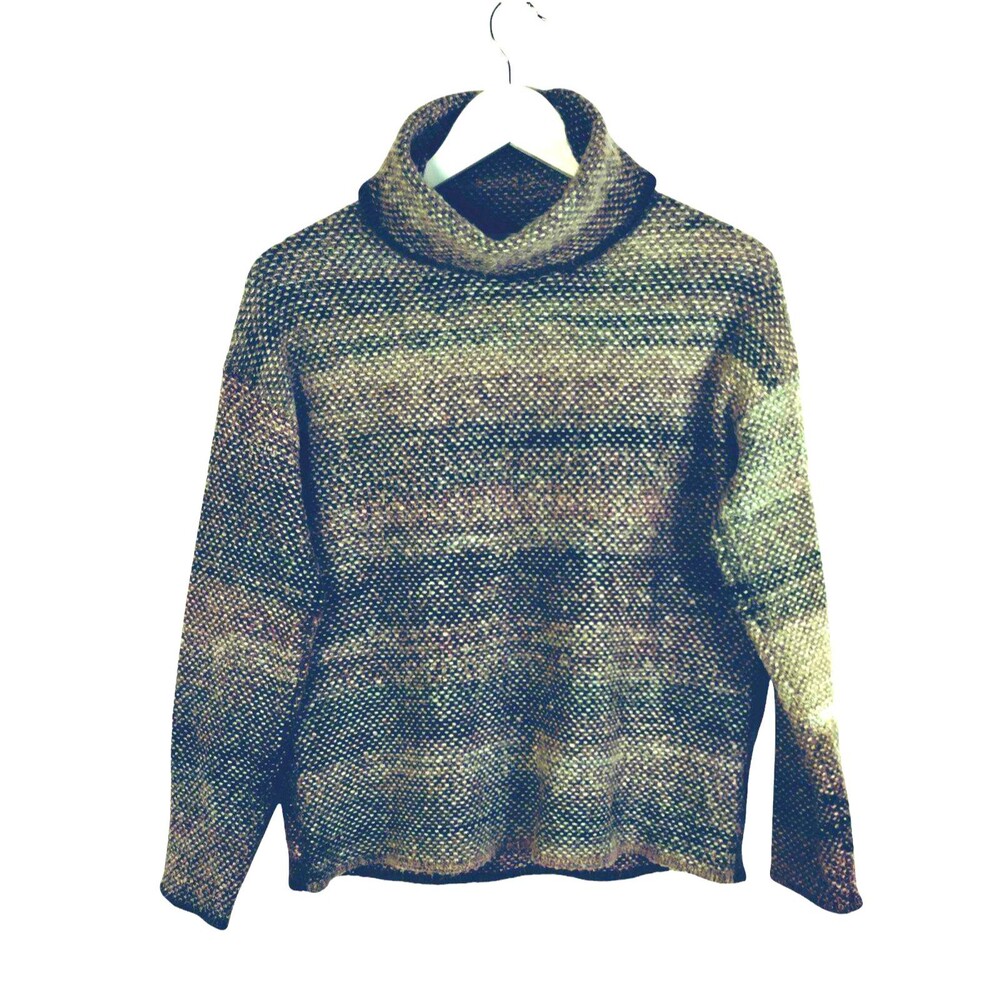 Sweater Women's XS Long Sleeve Turtleneck Grey Mauve Preppy Baggy Cozy Boxy